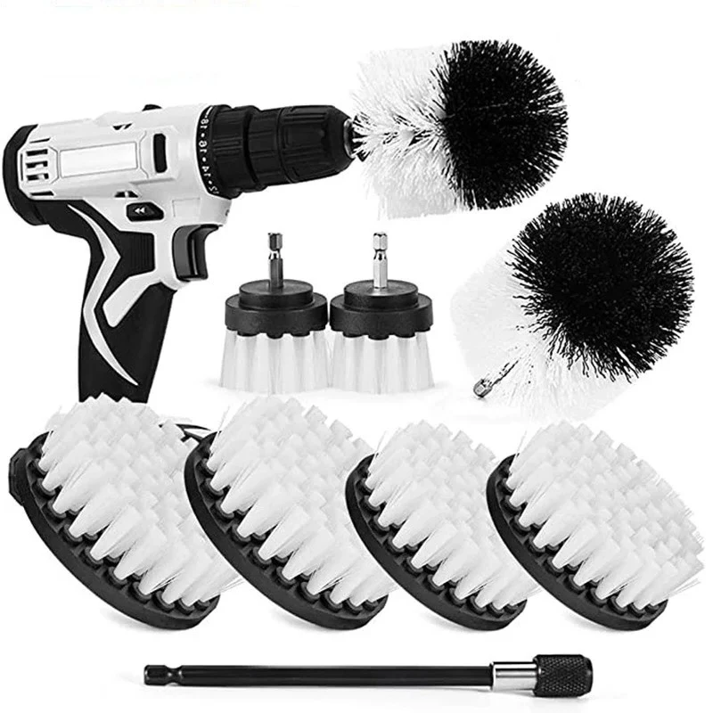 Drill Brush Attachment Set Power Scrubber Wash Cleaning Brushes Tool Kit with Extension for Clean Car Wheel Tire Glass windows