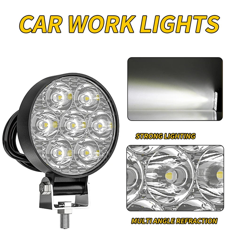 2.5inch 8000LM LED Bar Worklight Round Square Work Light 12V 24V 6500K Driving Lamp Car Accessories for Truck SUV Spotlight