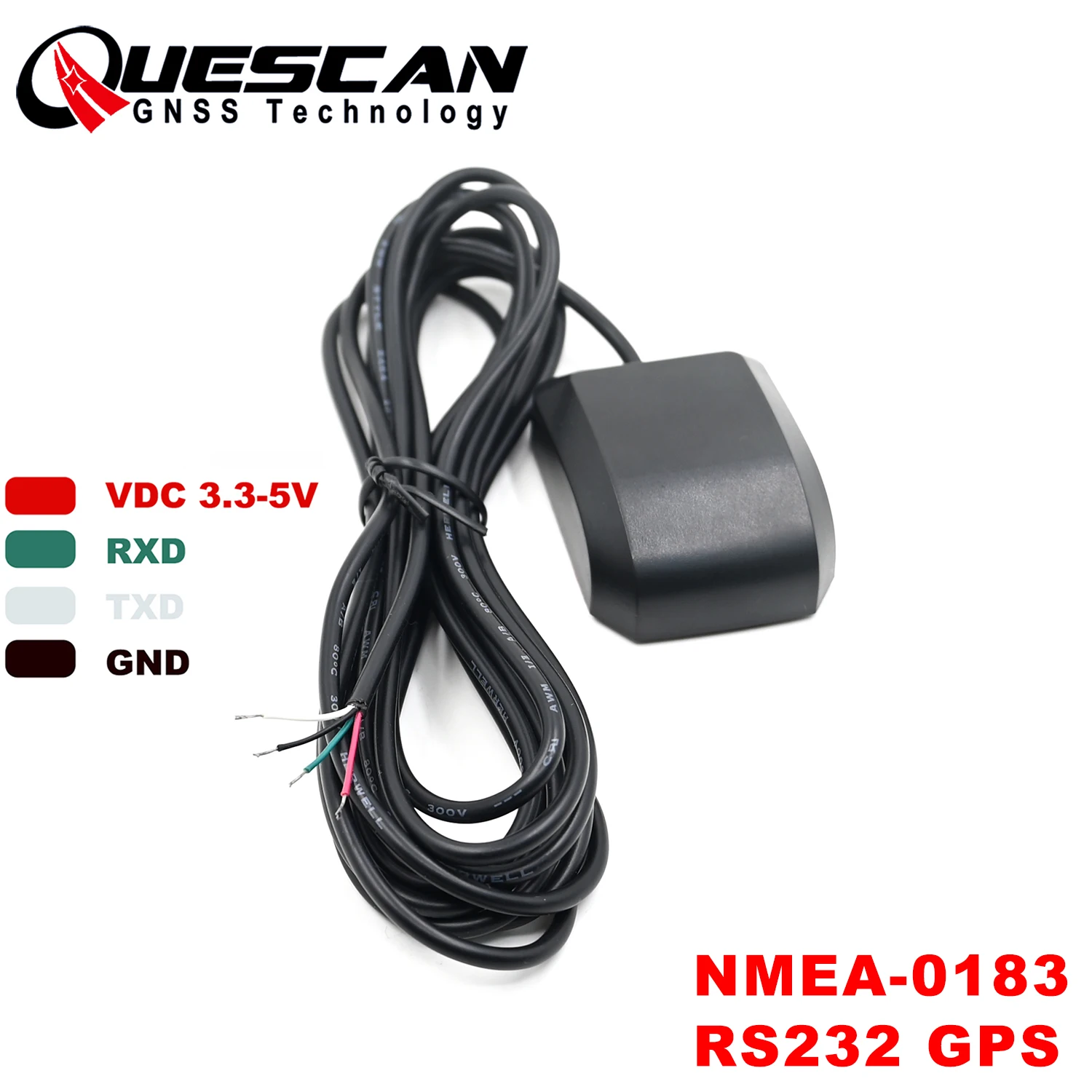 QUESCAN 5V NMEA 0183 RS232 GPS Antenna Receiver for Industrial Control GPS RS-232 NMEA0183 QZSS SBAS WAAS ,1-10Hz