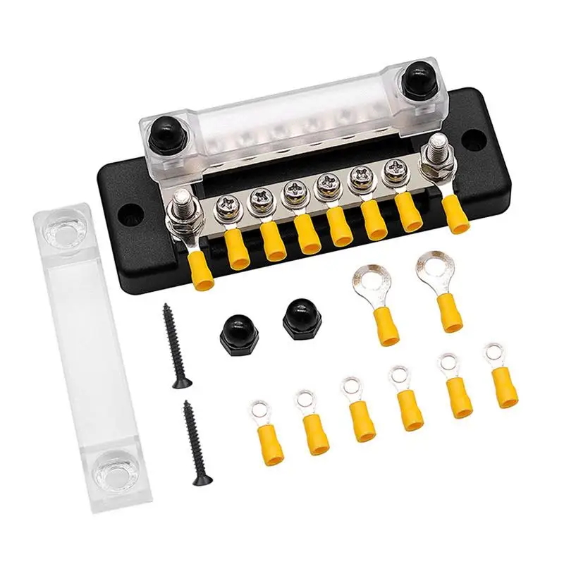 Marine Connector Block DC 150A Double Row 6-Way Busbar Solar Wiring Distribution Terminal Block Battery Bus Bar Junction Kit For