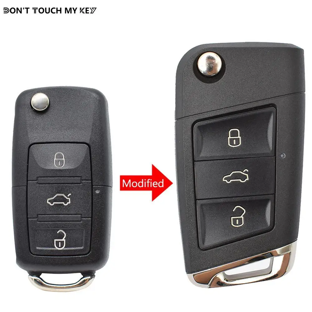 Modified Key Replacement Fob Car Case Shell Remote For VW Golf Polo Jetta Eos Tiguan Passat Touareg Phaeton 3 Buttons Repair Kit