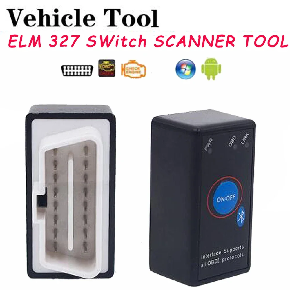 Super Mini ELM327 Power Switch V2.1 On/Off Button OBD2 Car Diagnostic Tool Multi-Languages ELM 327 Bluetooth-compatible