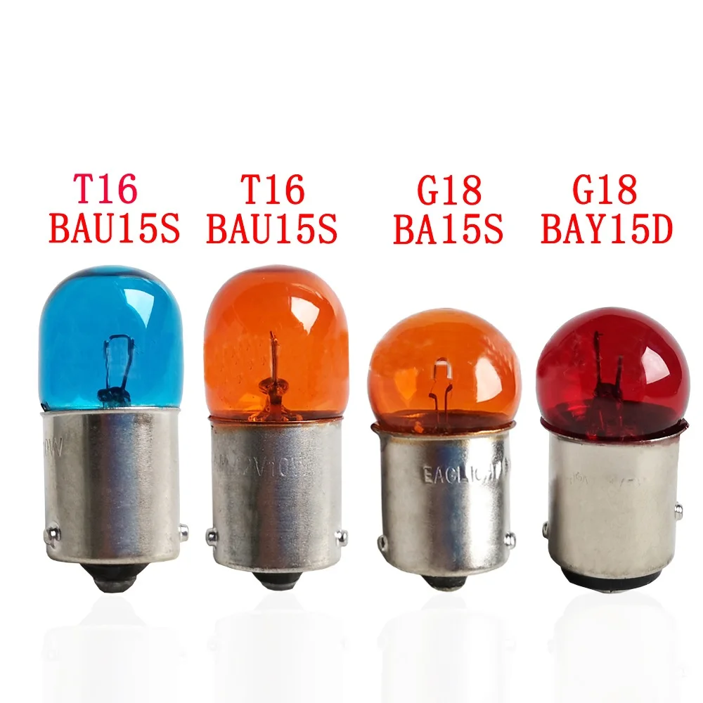 1/4/10Pcs T16 BA15S BAU15S 12V 10W Warm White Car Halogen Bulbs Signal Bulbs Standard Auto Interior Light License Plate Lamps