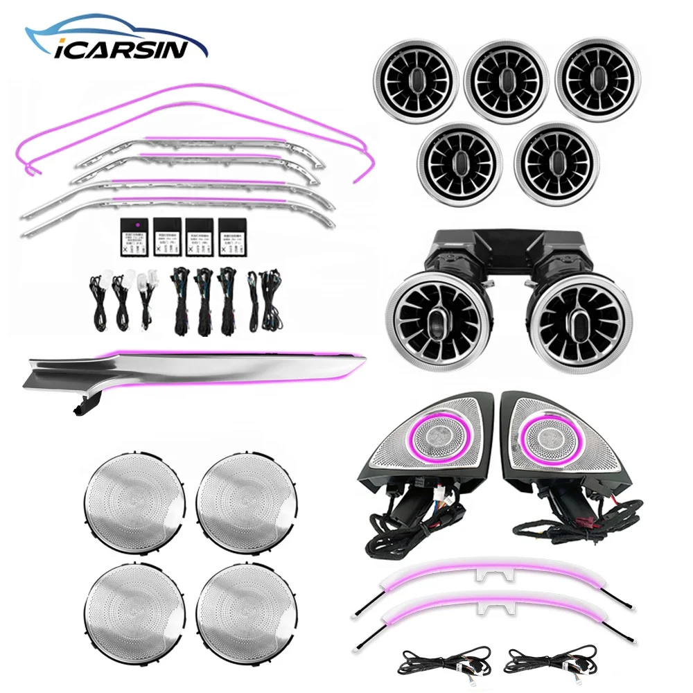 W205 64 Colors Ambient Lighting Upgrade Kit For Mercedes-Benz C-Class C300 C43 C63 GLC X253 Interior LED Light Accessories Trim