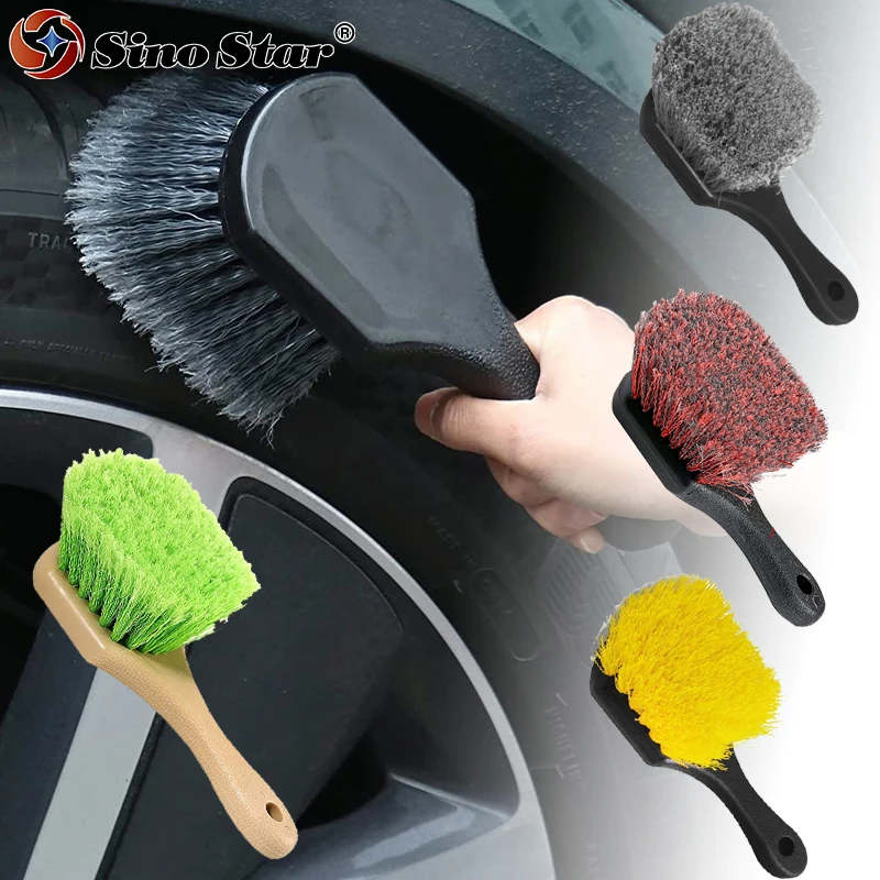 Wheel & Tire Brush for Car Rim and All Exterior Surface Soft Bristle Car Wash Brush Cleans Tires & Releases Dirt and Road Grime