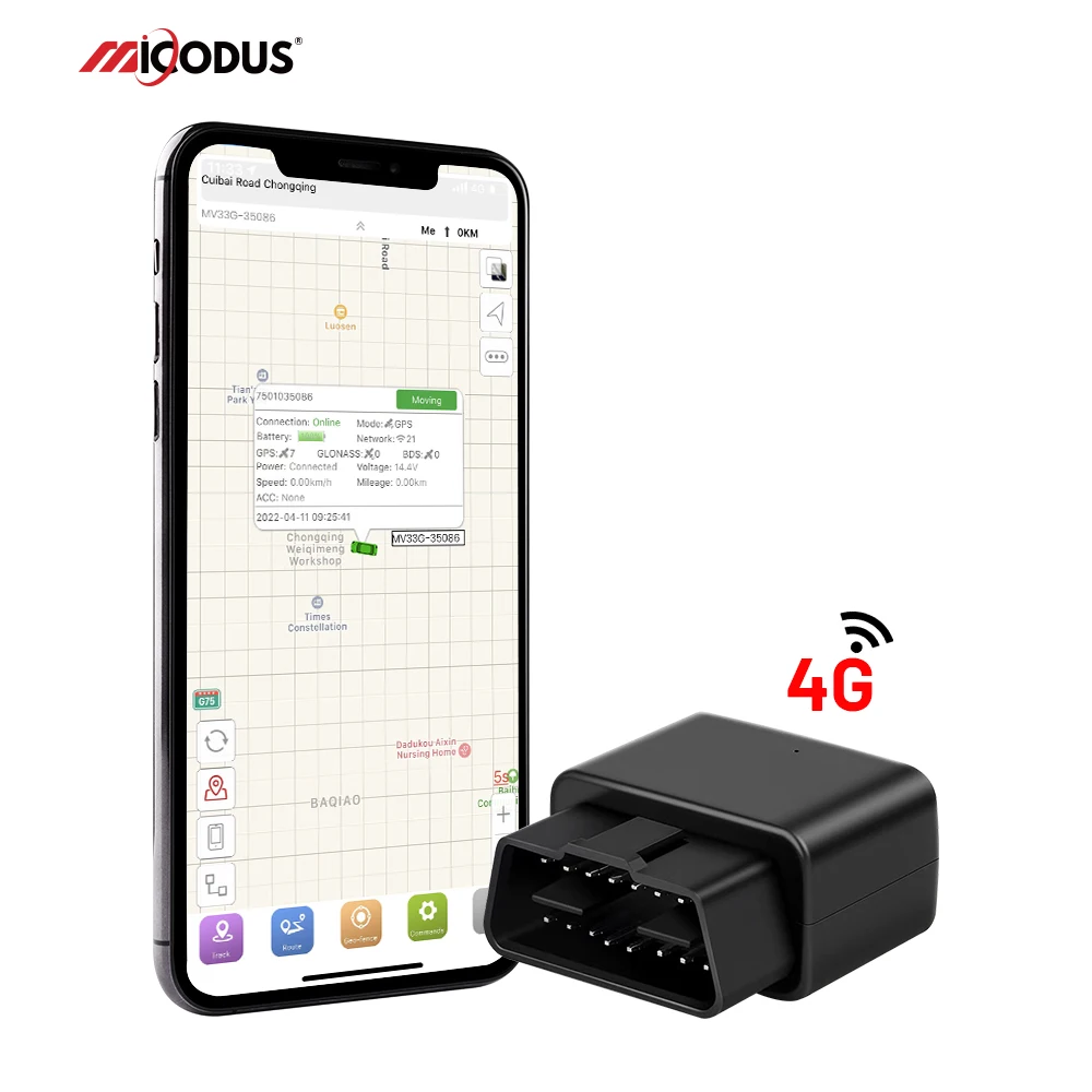 MiCODUS 4GLTE OBD GNSS Tracker GPS MV33G Voice Monitor 9-40V Tracking Device Multi-Alerts Low Battery Alert Car Locator Free APP