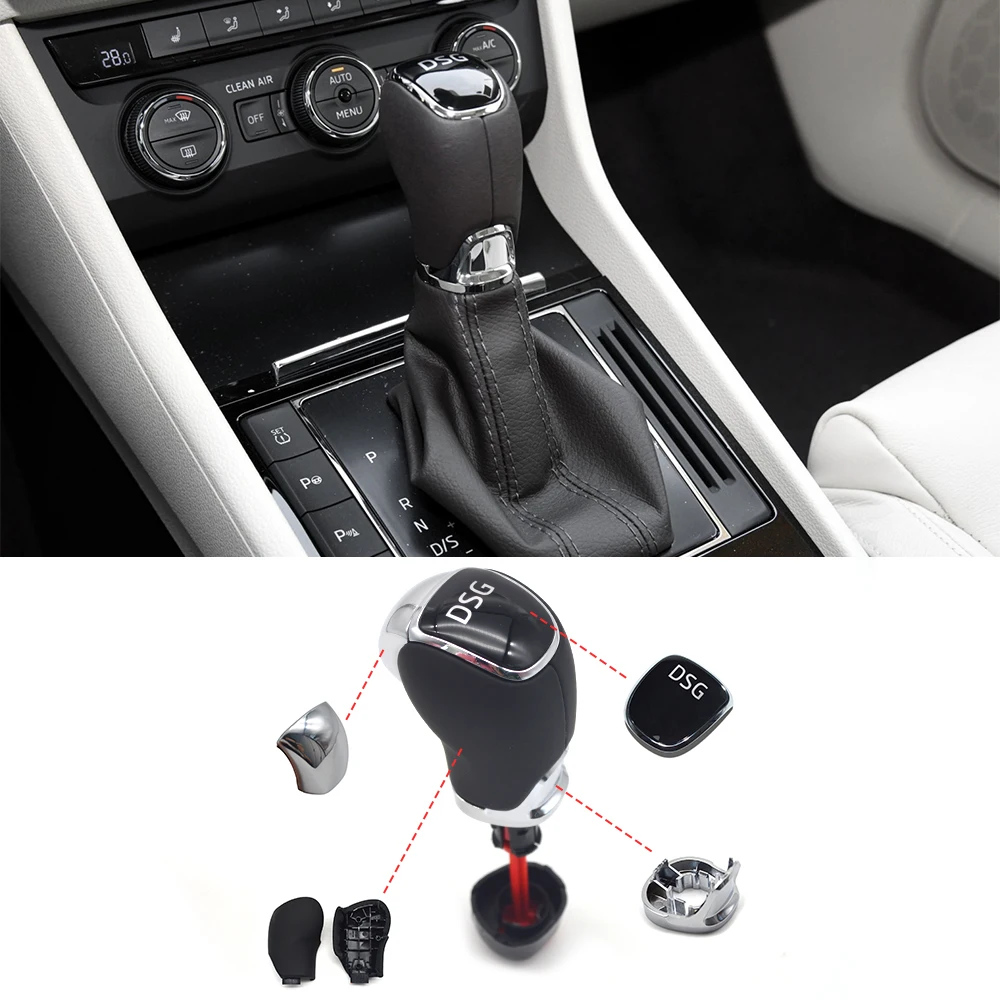 DSG Gear Shift Knob Leather Side Cover Interior Parts Accessories For Skoda Octavia Superb Fabia Yeti