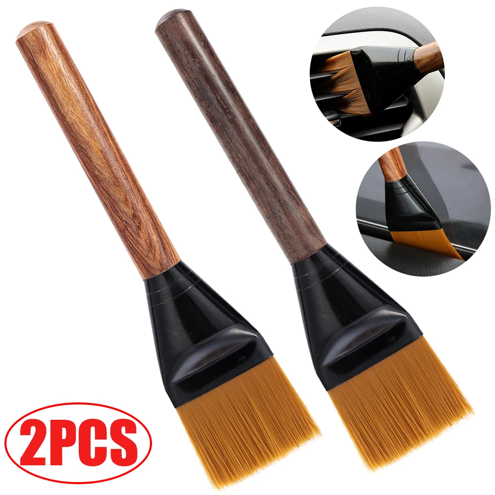 Cleaning Brush Wood Handle Tools  Car Interior Detailing Air Outlet Interior Dust Removal Brushes Clean Tools