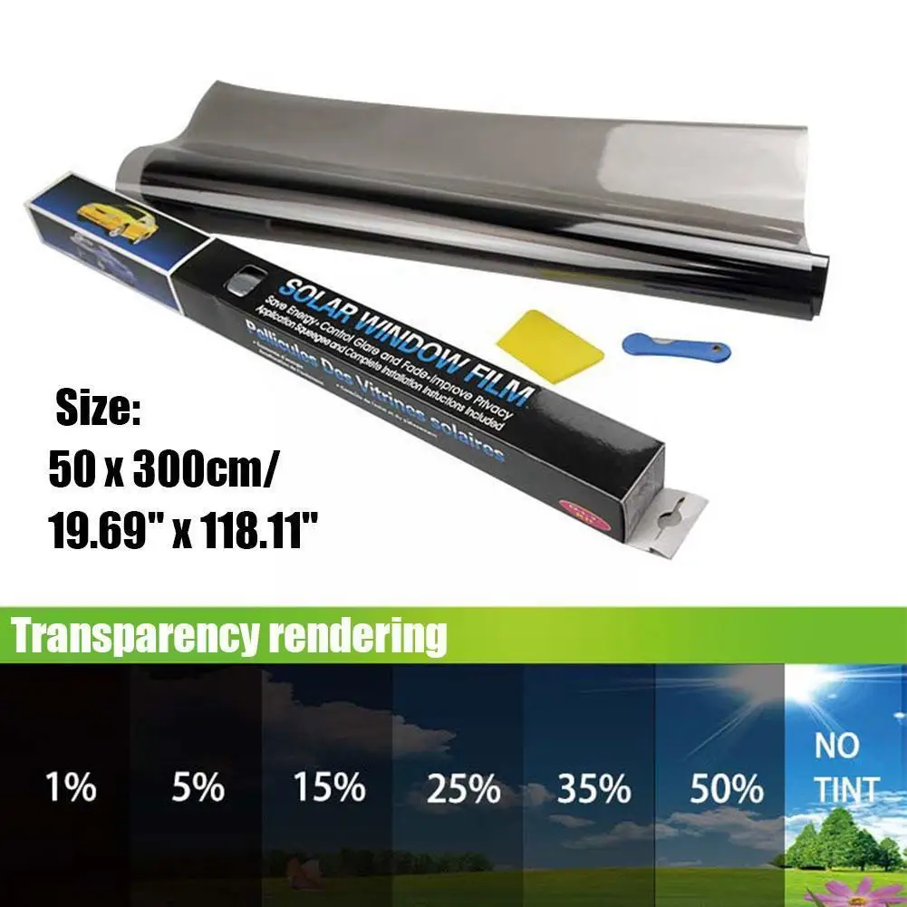 Car Window Foils Tinting Film Insulation Film Black Privacy 50x300cm Sun UV Blocking Glass Protect Sticker Anti Window Stic G5J4
