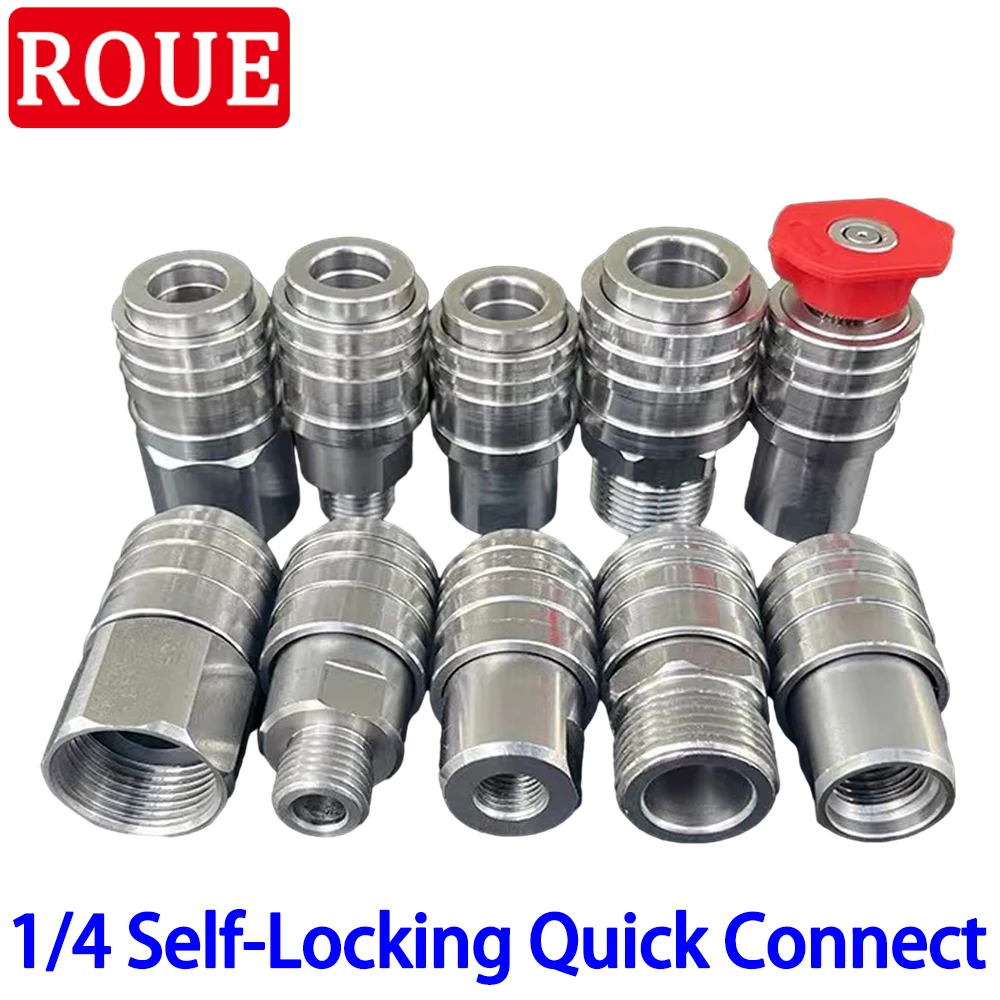 Pressure Water Gun Stainles Steel 1/4 Self-Locking Quick Connector G1/4 M22 M14 Thread Quick Coupling Adapter Washer Accessories