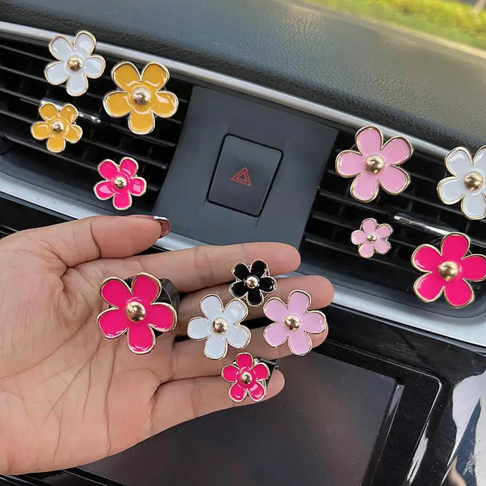 4Pcs Flower Car Air Freshener Clip Alloy Car Air Vent Fragrance Clip Auto Air Outlet Mount Aromatherapy Diffuser Car Accessories