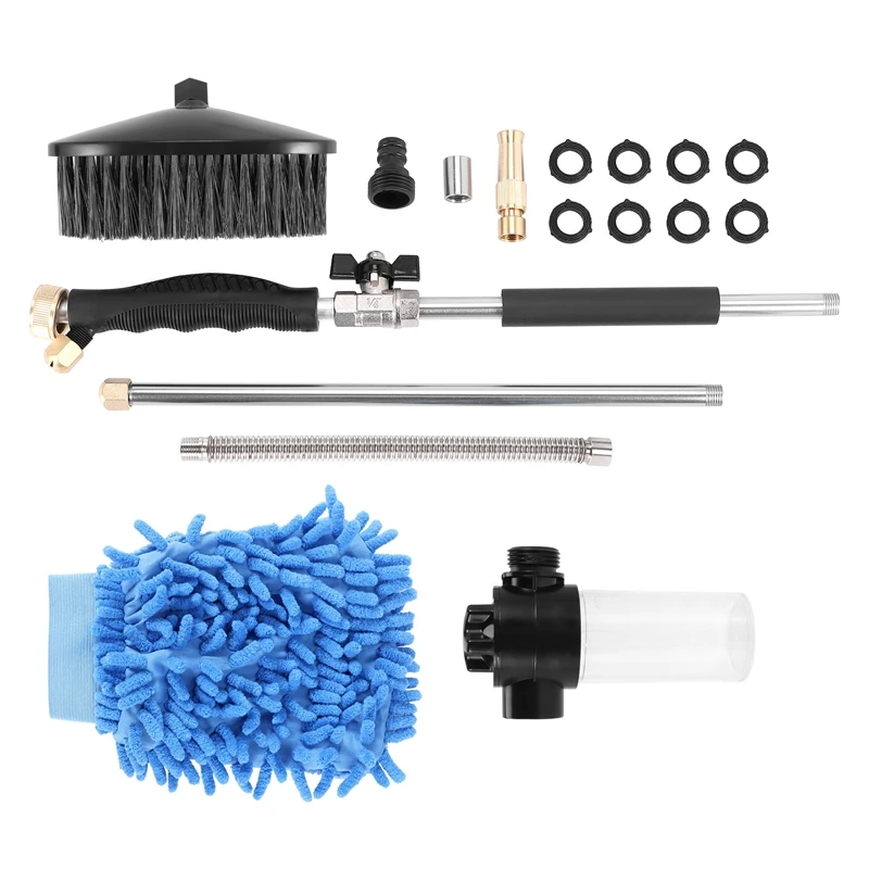 Extendable Hydro Jet Hose Pressure Washer Wand For Garden Hose, Jet Car Washer With Soap Dispenser And Car Wash Brush