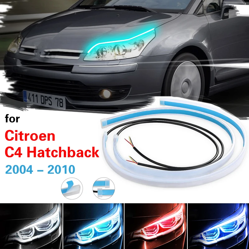 Headlamp Light Guide Strip Scan LED For Citroen C4 Hatchback 2004-2010 Daytime Running Light Waterproof Turn Signal Light 12V