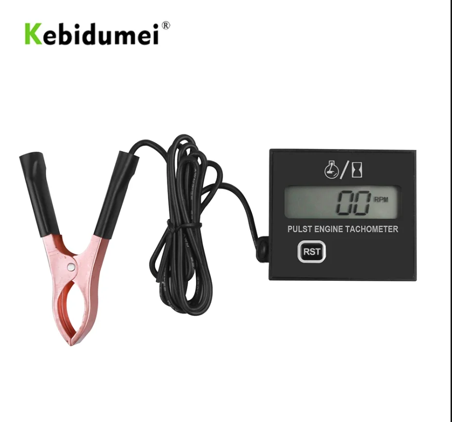 Gasoline engine moter speed tester inductive tach hour meter digital Tachometer clip style waterproof for motorcycle chainsaw