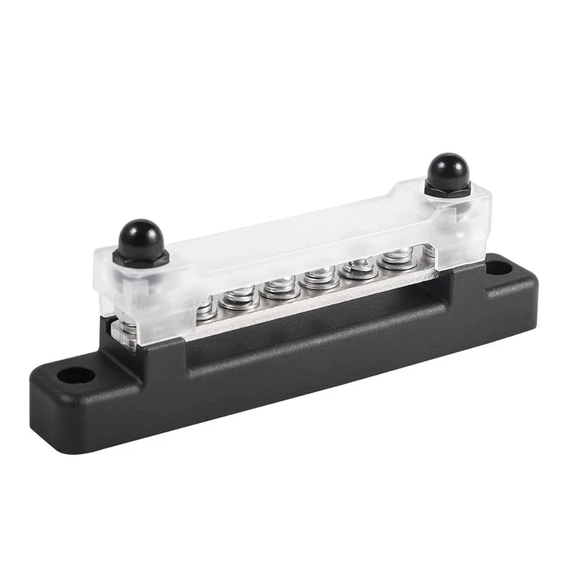 6 Way Solids Wiring Bus Bar And Cover Grounding Distribution Block Kit 12V Automobile Power Distribution Terminal