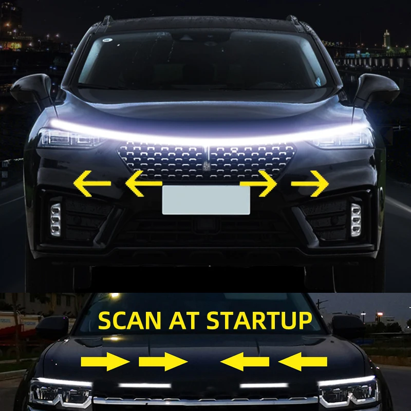 Car Led Light Strip Scan Starting for Hood Flexible Strip Decor Lamp Fit Car Daytime Running Light Waterproof Constant DRL ligh
