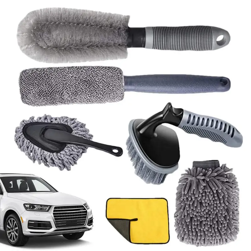 Car Detailing Brush Set 6PCS Car Cleaning Tools Kit Car Care & Detailing Kit For Interior Exterior Wheels Car Detailing Supplies
