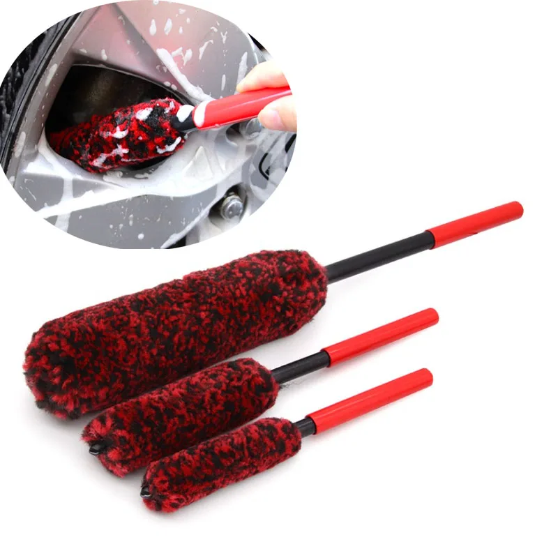 Long Handle Wheel Tire Hub Brush Special Soft Wool for Car Washing Auto Steel Rim Cleaner Motorcycle Cleaning Tool Accessories