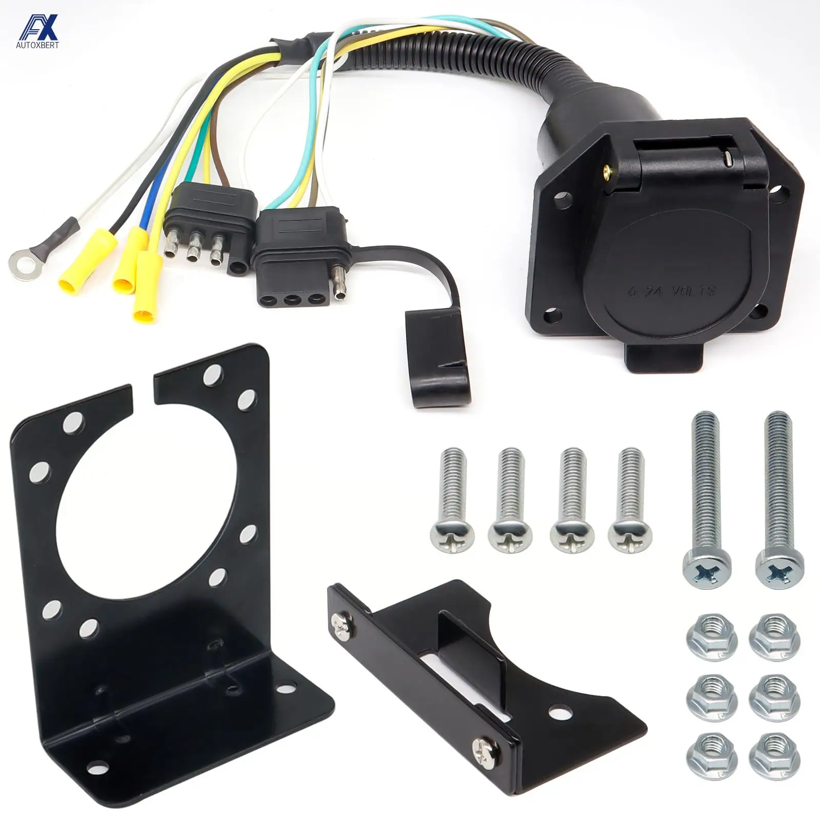 4 Way Pin to 7 Way RV Blade 4 Way Flat Female Trailer Towing Connector Multi Tow Adapter Truck Wiring Light Harness Plug Socket