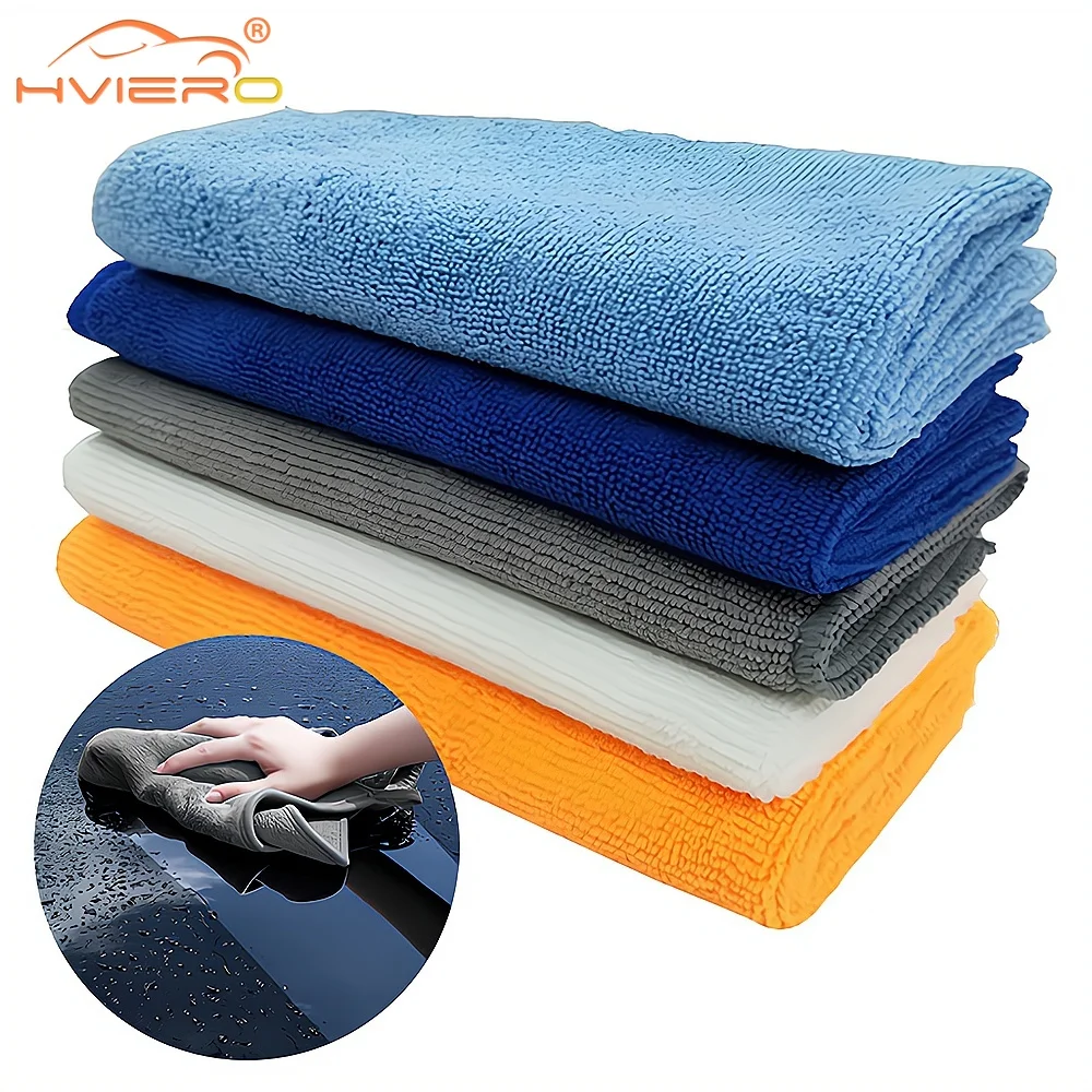 5Pcs Microfiber Car Wipe Small Square Thick Absorbent Washing Terry Cloth Cleaning Tools Gentle Care Does Not Damage Paint 40*40