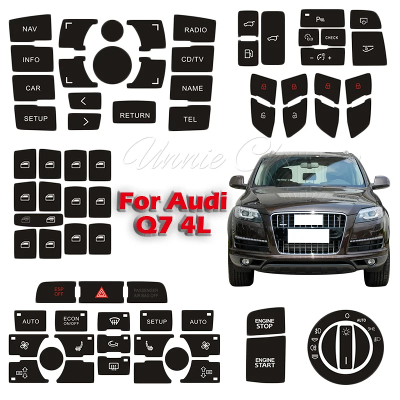 For Audi Q7 4L CD Radio Audio Button Repair Sticker 2003 To 2014 Q7 Tuning Accessories Refinishing Broken Down Console Keys
