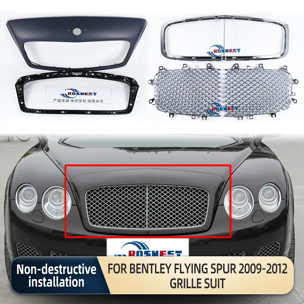 A Set Front Bumper Grille For Bentley Flying Spur 2009-2012 Grille Suit Car Accessories