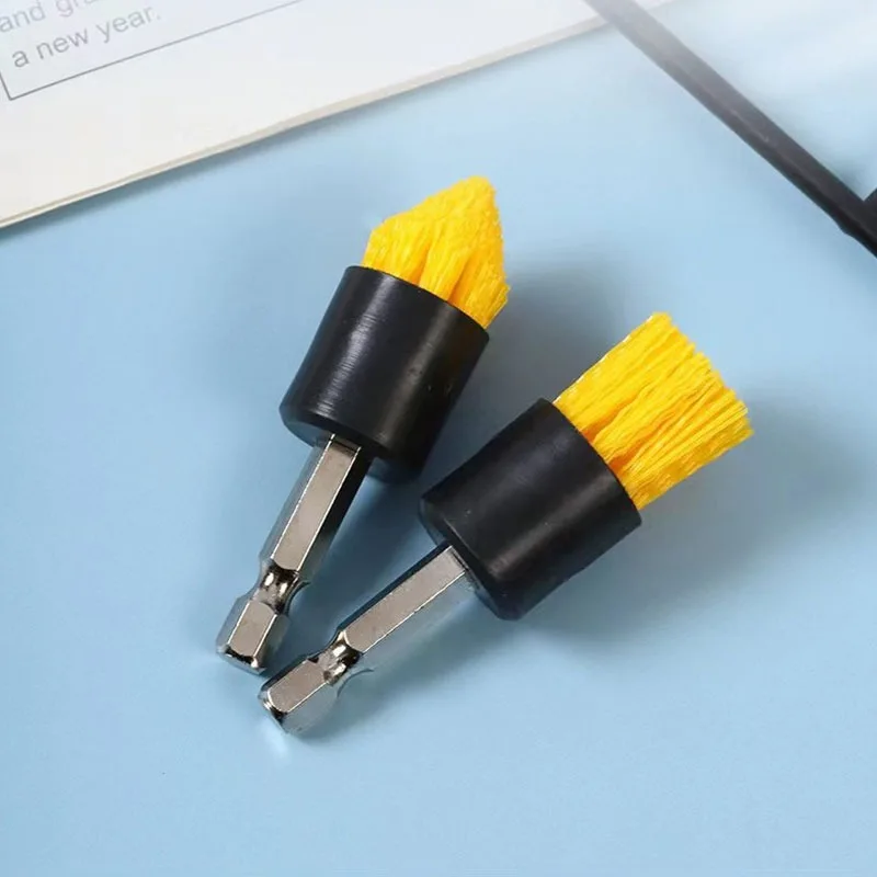 Car Cleaning Brush Attachment Set with Tapered and Flat Brush for Cordless Drill Tile Grout Drill Brush Set Drill Attachments