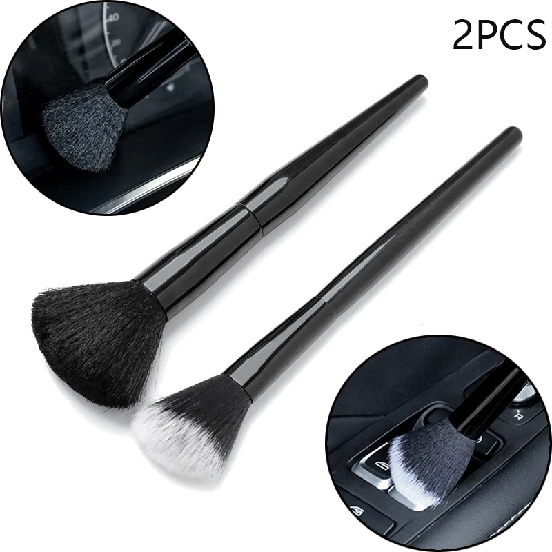 2PCS Car Detailing Brush Super Soft Auto Car Care Interior Dust Wash Detail Cleaning Brush Kit  Auto Detailing Extra Soft Brush