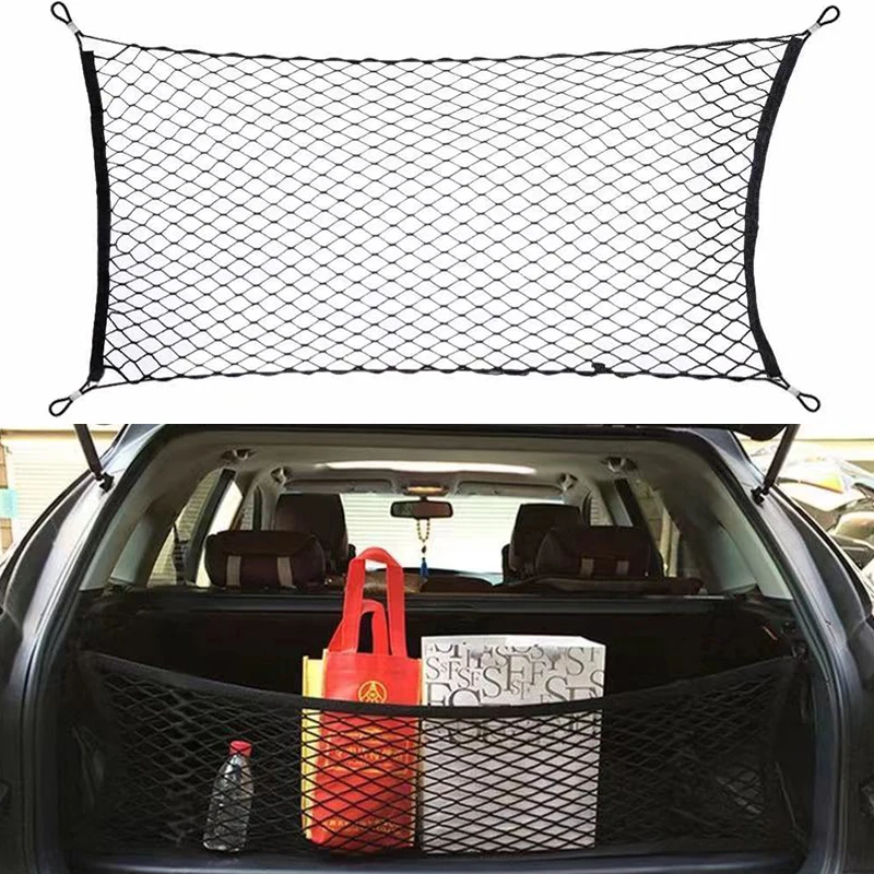 90x40 CM/60x110 CM Net Holder Universal Car Trunk Rear Storage Cargo Luggage Nylon Elastic Mesh  With 4 Plastic Hooks Pockets