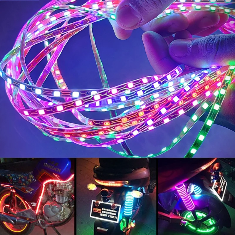 10X Strip Light Flexible Bar45cm Under Tube Underbody Boat Atmosphere Decorative Light For Car Motorcycle Waterproof Multi Color