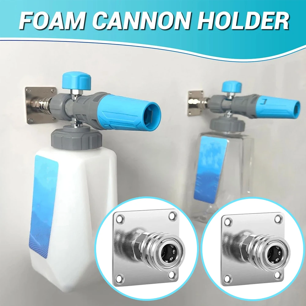 Foam Cannon Holder Stainless Steel Construction Pressure Washer Wall Mountable Foam Gun Storage accessories 1/4" Quick Connector