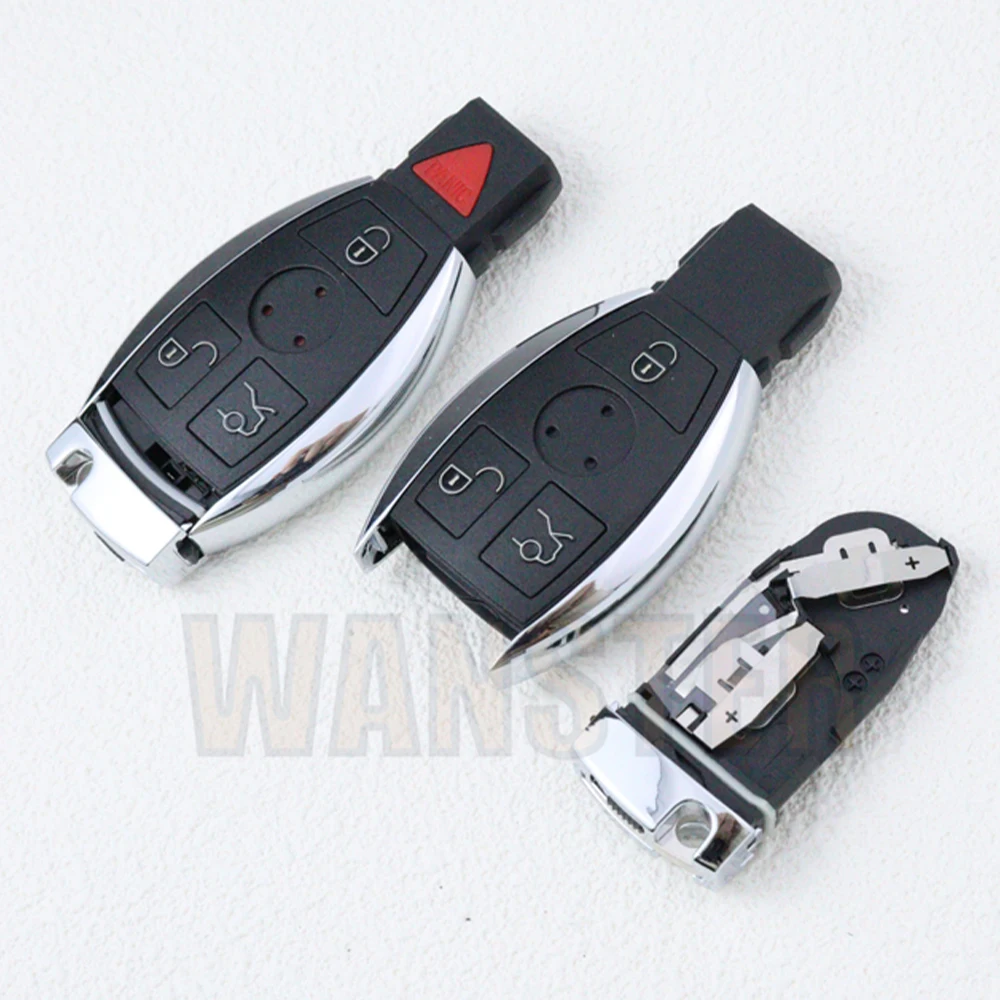 3/4 Bottons Replace Car Key Housing Remote Fob Case Shell for Mercedes Benz CL SLk CLK C E S Class BGA NEC Dual/Two/2 Battery