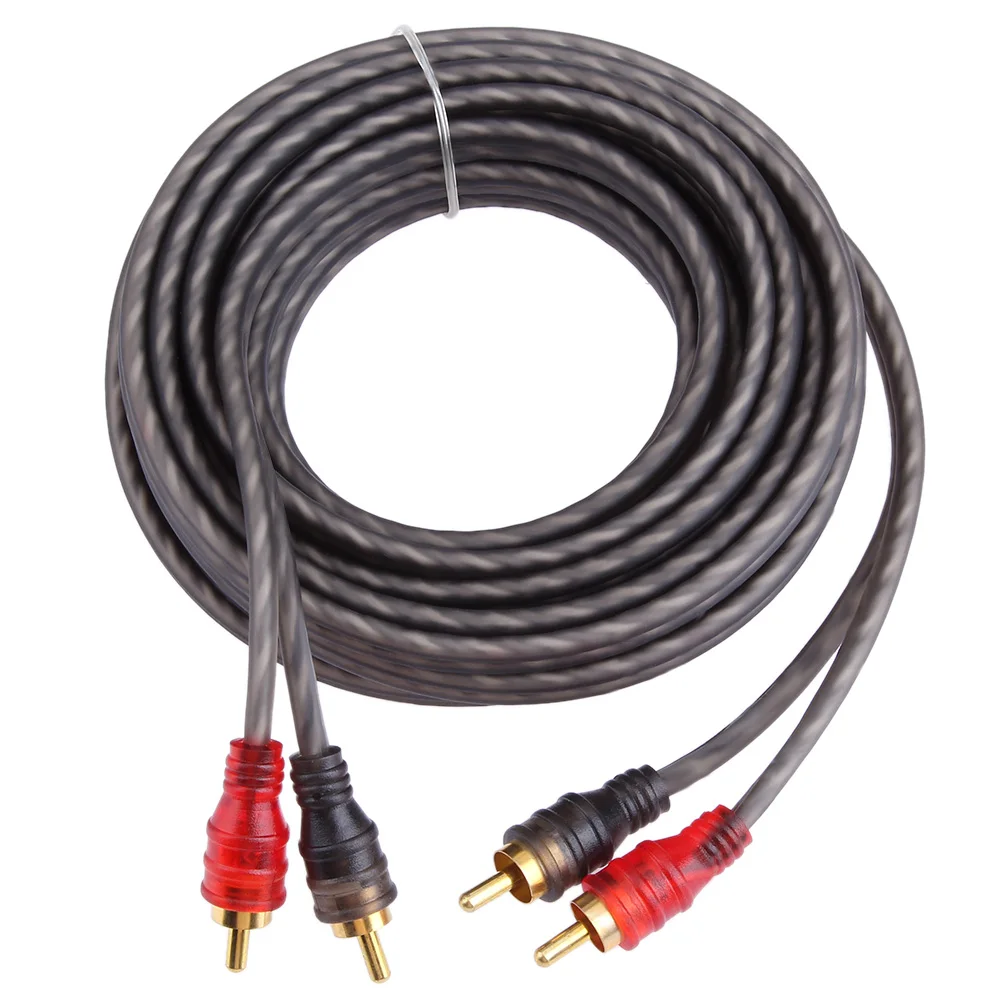 Car Stereo Amplifier Audio Cable 2 Male To 2 Male RCA Cable Universal RCA 3 Signals Audio Cord for Amplifiers Car Audio Speakers