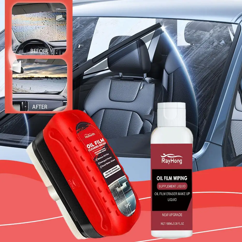 Car Glass Oil Film Remover Powerful Front Inner Windshield Glass Coating Solution Hydrophobic Remove Stains Glass Cleaning Board