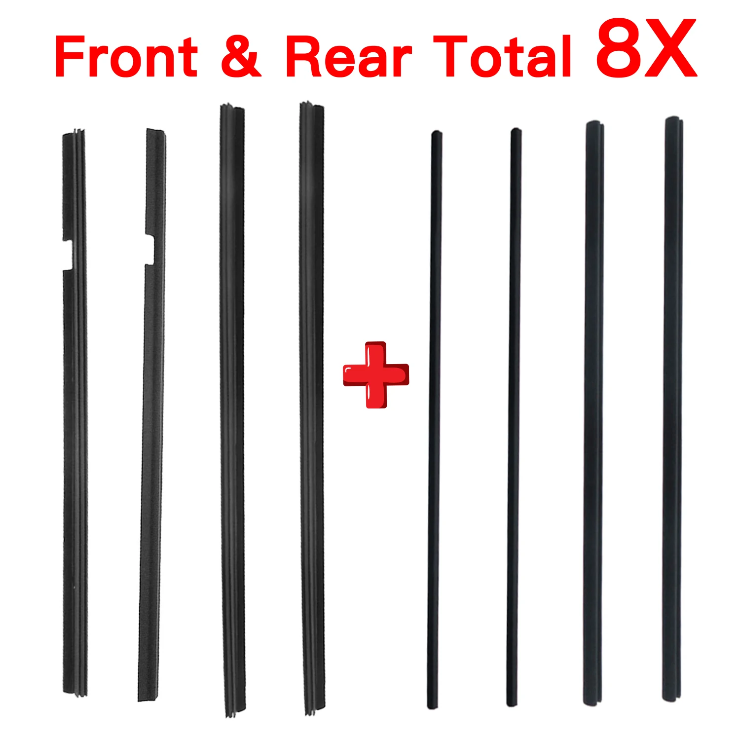Window Glass Rubber Waist Seal Strip Total 8 Pieces Rear + Front + Right + Left + Inner + Outer For Land Rover Defender 110 87-