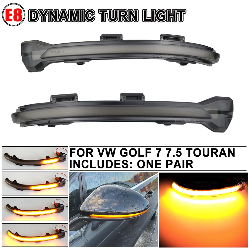 Dynamic Turn Signal Led Rearview Mirror Indicator Light For-Vw Golf Mk7 7.5 7 Gti R Gtd