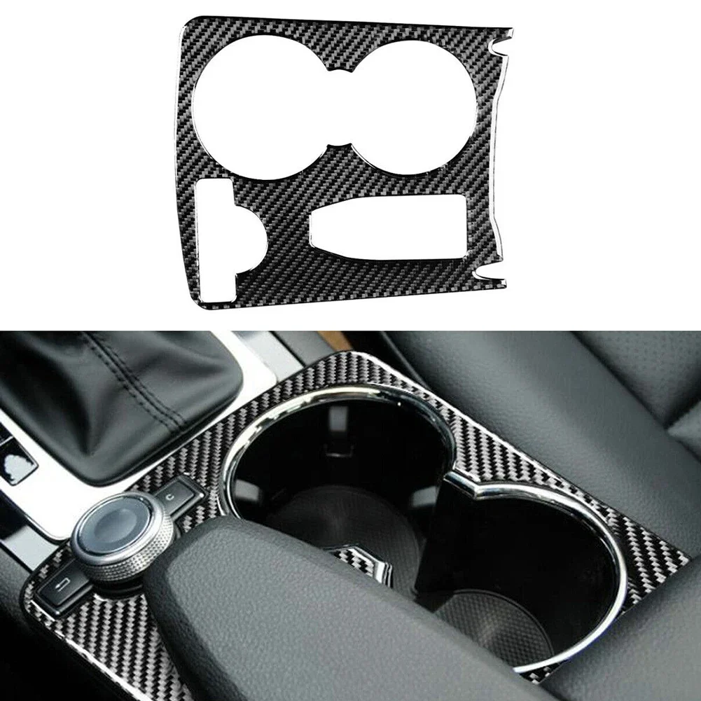 13) Carbon Fiber Cup Holder Panel Cover, Custom Fit for MercedesBenz CClass W204 20072014, Luxurious Car Decor