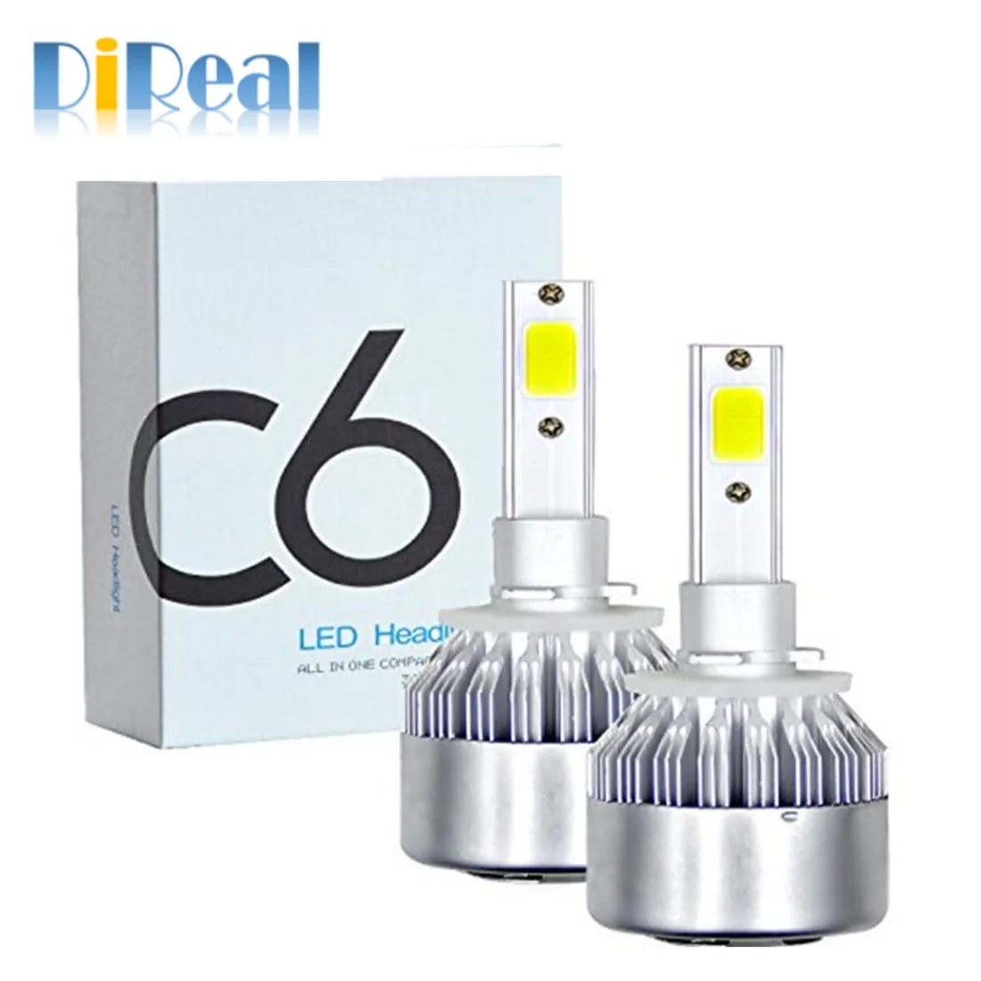 Direal C6 Car H7 Led H4 Headlights H1Bulbs H11 H3 H8 H9 880 HB3 9005 HB4 9006 H13 6500K 50W 12V Auto Headlamps fogs led bulbs