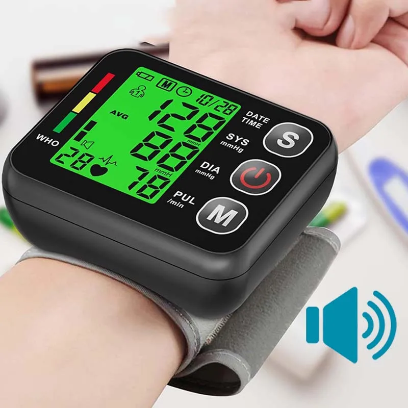 English Voice Wrist Blood Pressure Monitor Tonometer Digital Sphygmomanometer Electronic Bp Monitors High Accurate BP Monitors