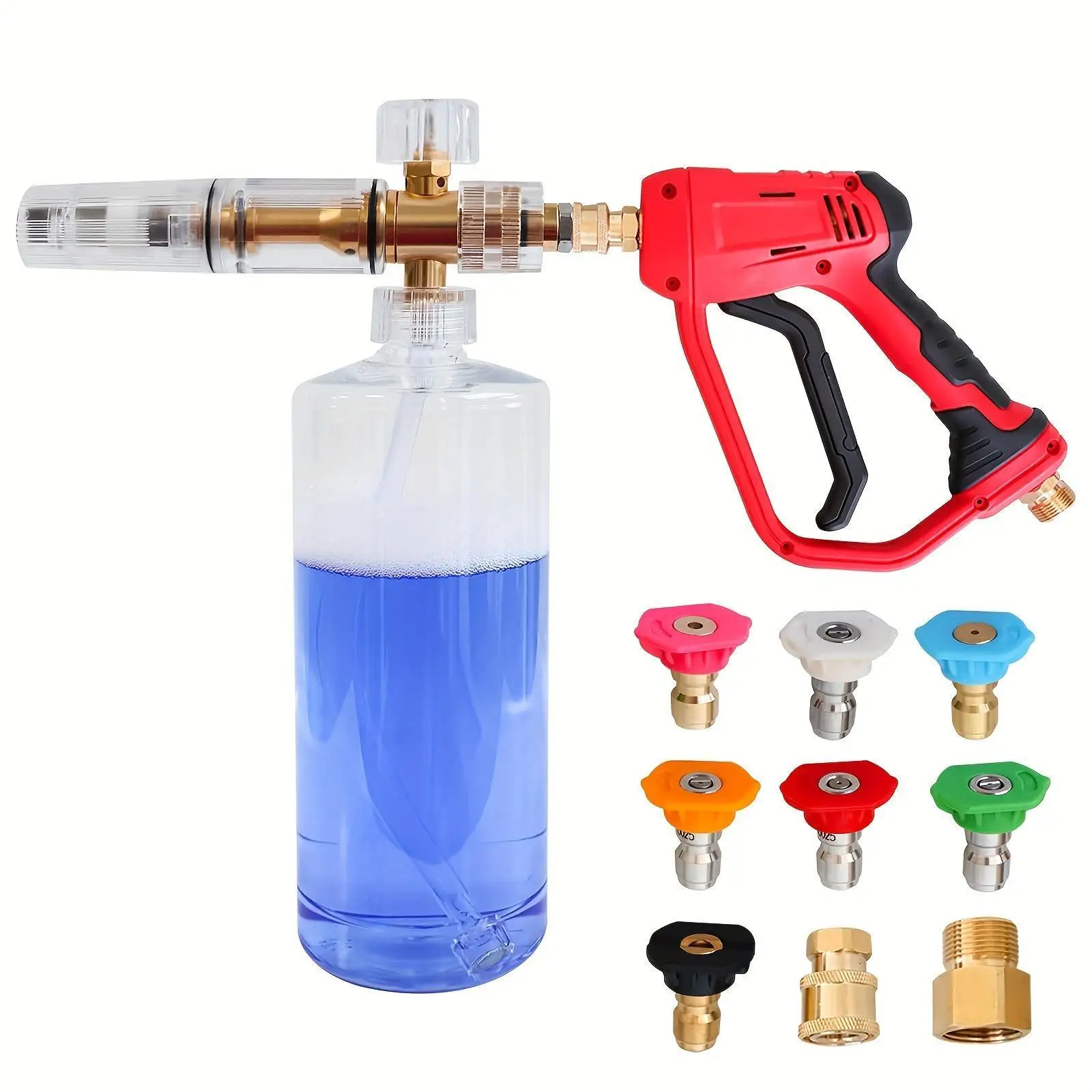 Pressure Washer Gun with Foam Cannon and Extension Wand, 7 Nozzle Tips, Adjustable Extension Wand 40inch, 4500 PSI Car Wash Kit