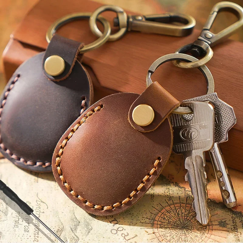 For Airtags Protective Case Keychain Access Card Case Leather Keychain For Apple Anti-lost Anti-rubbing Locator Device Accessory