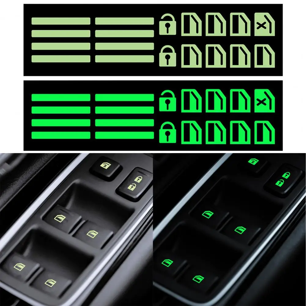 Portable Car Decal Styling Self-adhesive No Residue 	Fashion Luminous Glow In Dark PET Auto Door Window Luminous Button Sticker