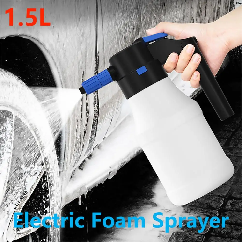 1.5L Electric Car Washer Foam Sprayer Multifunctional Auto Wash Snow Cannon High Pressure Water Gun For Car Washing Garden Clean