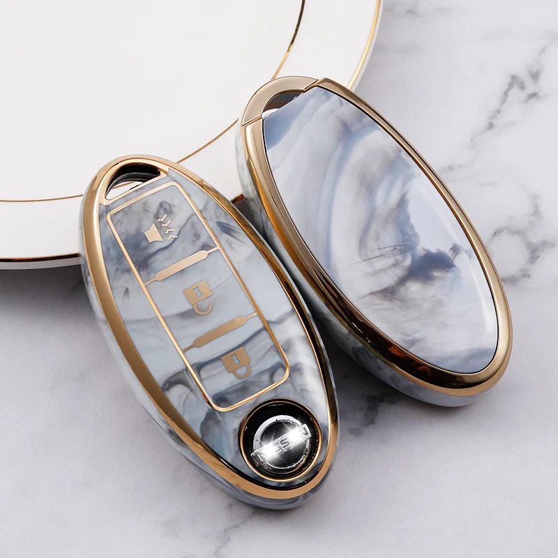 TPU Jade Pattern Car Key Case Cover For Nissan Qashqai Juke J10 J11 X-Trail T32 T31 Kicks Tiida Pathfinder Note Infini