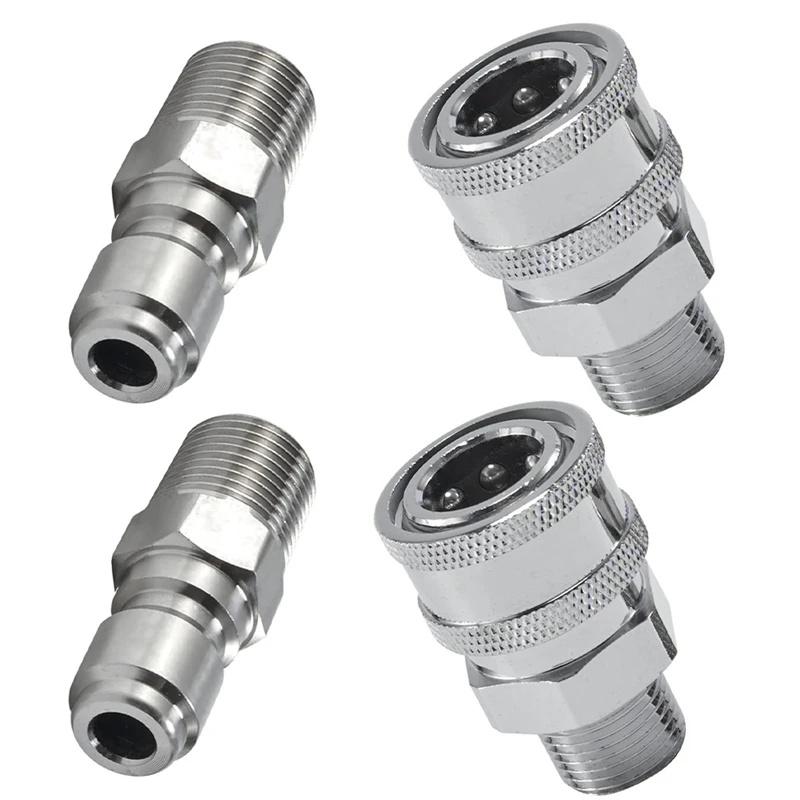 4 Pcs Pressure Washer Quick Connect 3/8 Inch Pressure Washer Fittings Washer Accessories Adapter Set