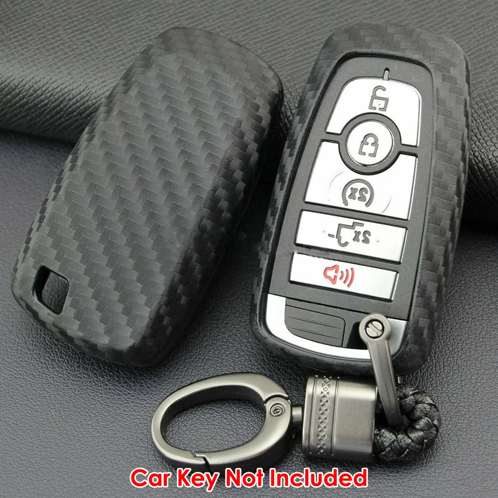 Car Key Fob Case Cover Carbon Fiber Print For Ford Focus MK4/Explorer/Mondeo/Fusion/Eco-Sports/F-150/F-250/Expedition 2019 2020