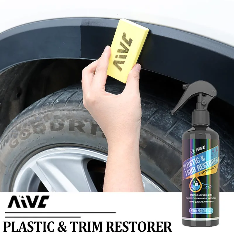 Car Plastic Rubber Trim Restorer Aivc Back To Black Gloss Coating Type Polish Spray Exterior Parts Renovator Clean Car Detailing