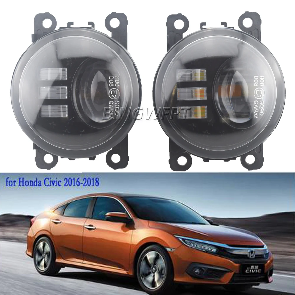 Car Double LED Fog Lights Fog Lamp Headlights For Honda Civic 2016 2017 2018 10th generation Fog Light Fog Lights LED FogLight