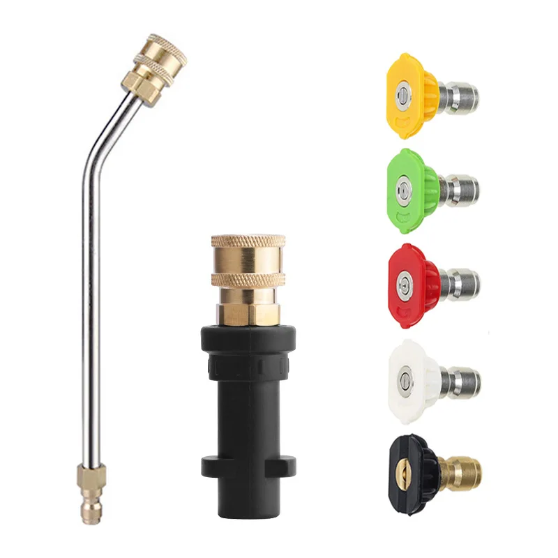Pressure Washer Extension Curved Wand 22CM Karcher K Adapter 1/4 Quick Connect Water Spray Nozzle Kit Pressure Washer Accessory
