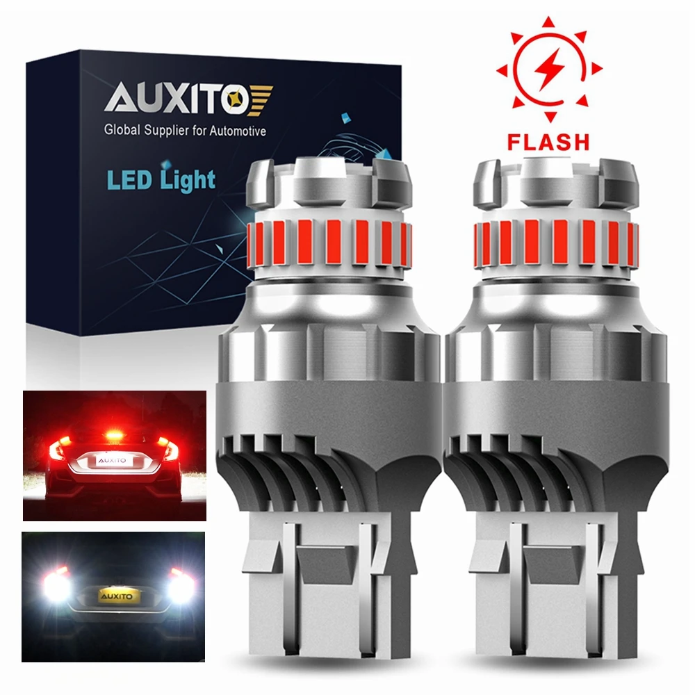 AUXITO 2X 7443 LED Canbus Brake Light w21/5w T20 W21W 7440 LED Bulb No Error Strobe Flash Super Bright Tail Reversing Lights DRL